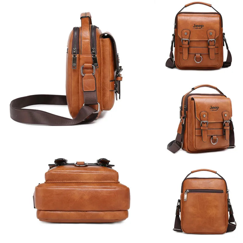 Men's Large Capacity Leather Messenger Bag