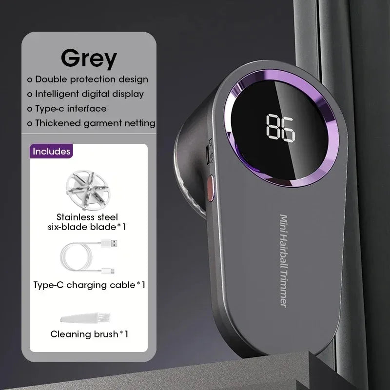 Electric Lint Remover with LED Display — USB Rechargeable
