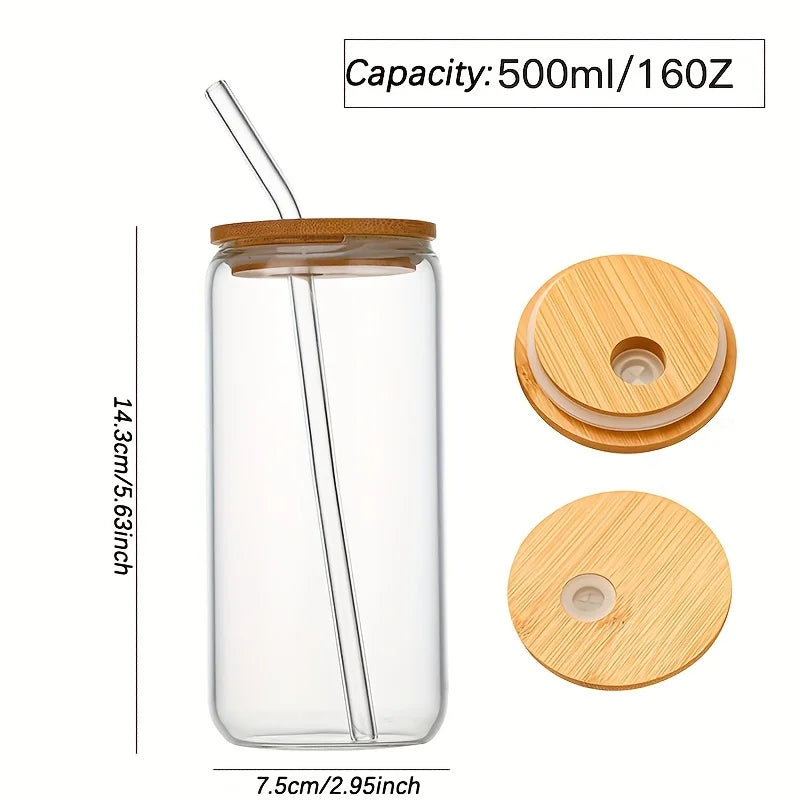 Glass Can Cups with Spill-Proof Lids & Straws (Set of 2, 4, or 6)