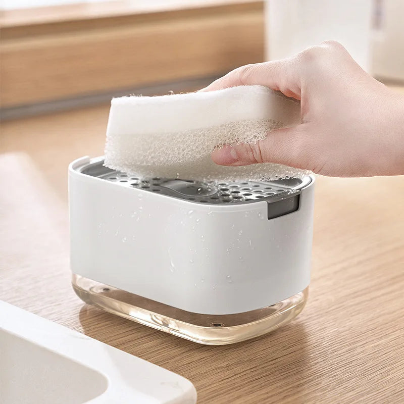 Soap Dispenser with Built-In Sponge Holder