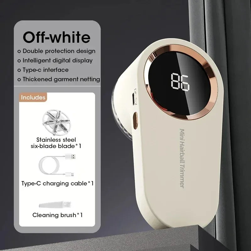 Electric Lint Remover with LED Display — USB Rechargeable