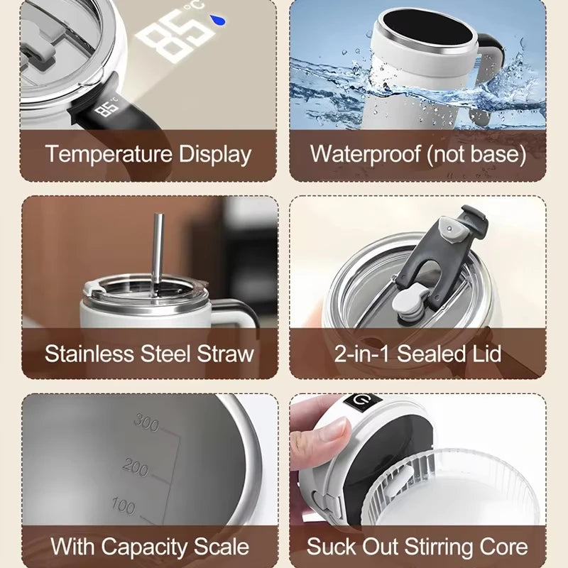 Self-Stirring Magnetic Mug with LED Temperature Display