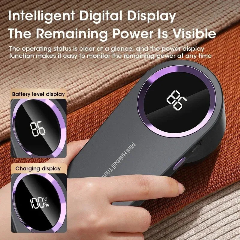 Electric Lint Remover with LED Display — USB Rechargeable