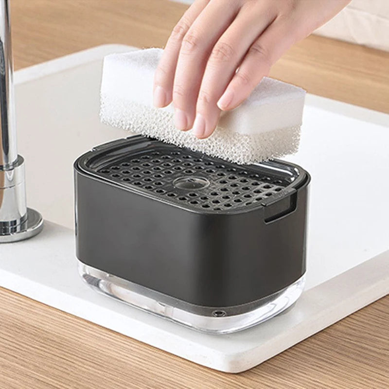 Soap Dispenser with Built-In Sponge Holder
