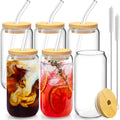 Glass Can Cups with Spill-Proof Lids & Straws (Set of 2, 4, or 6)