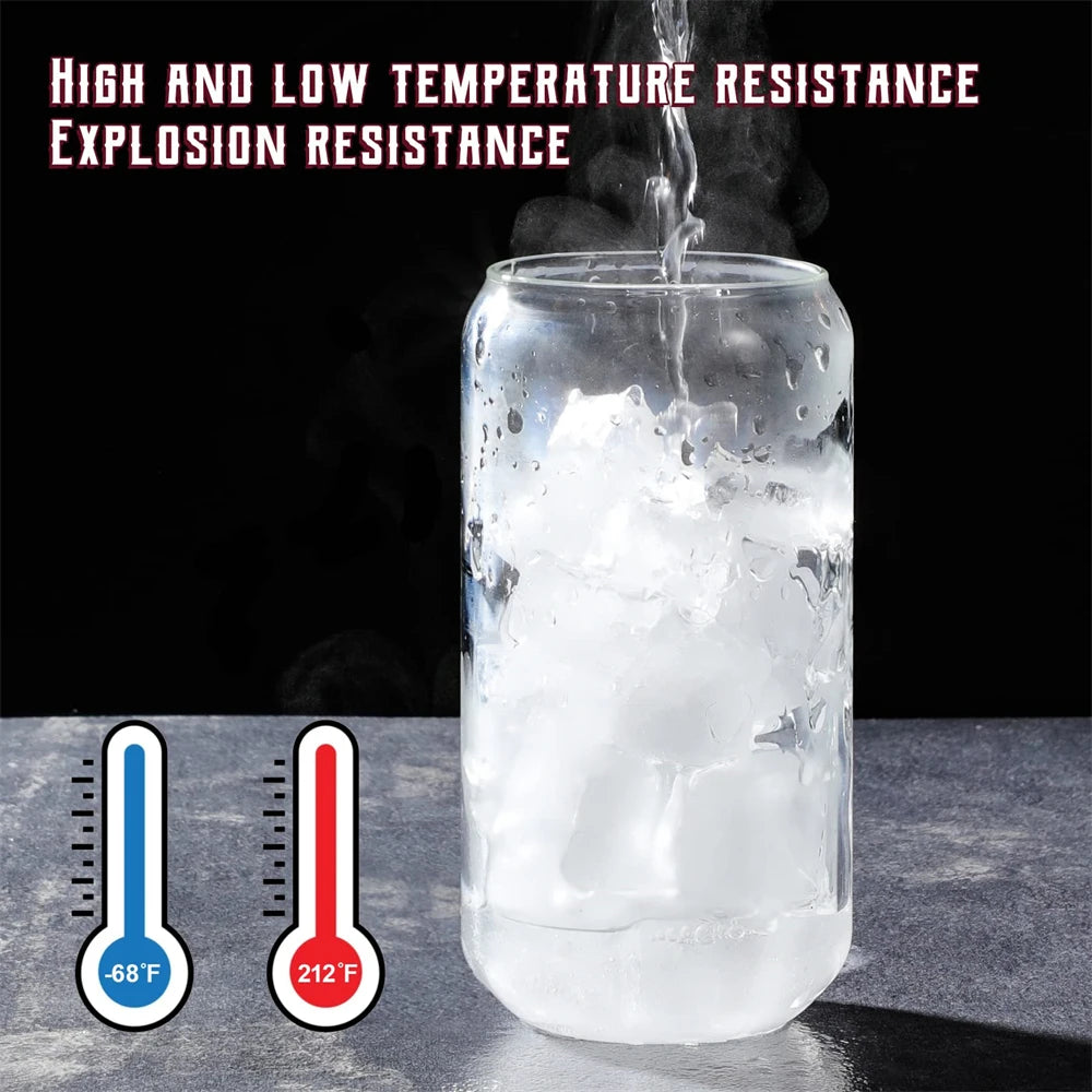 Glass Can Cups with Spill-Proof Lids & Straws (Set of 2, 4, or 6)