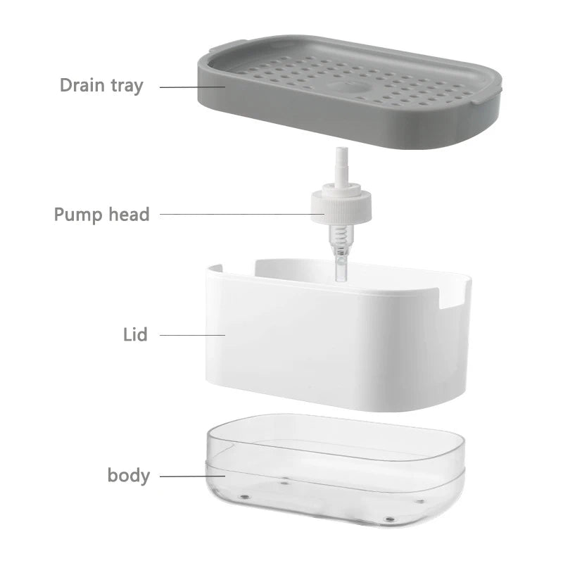 Soap Dispenser with Built-In Sponge Holder